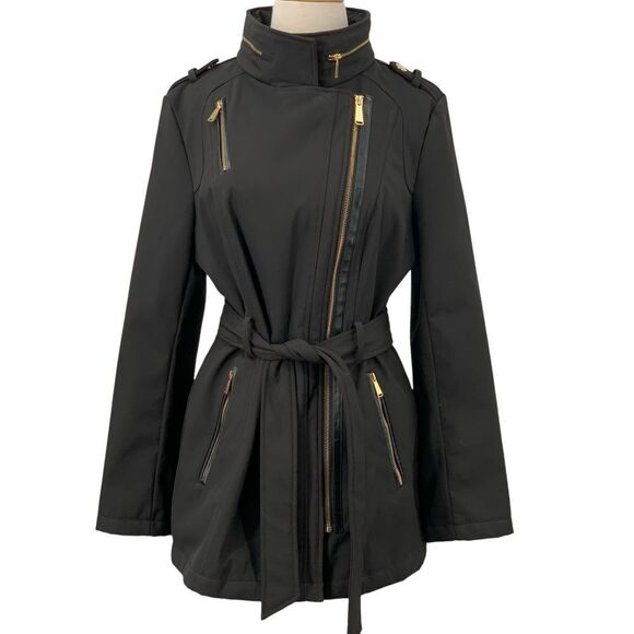 Michael Kors Jackets & Blazers - Michael Kors Womens Black Asymmetric Zip Front Jacket/Coat Military Style Size M